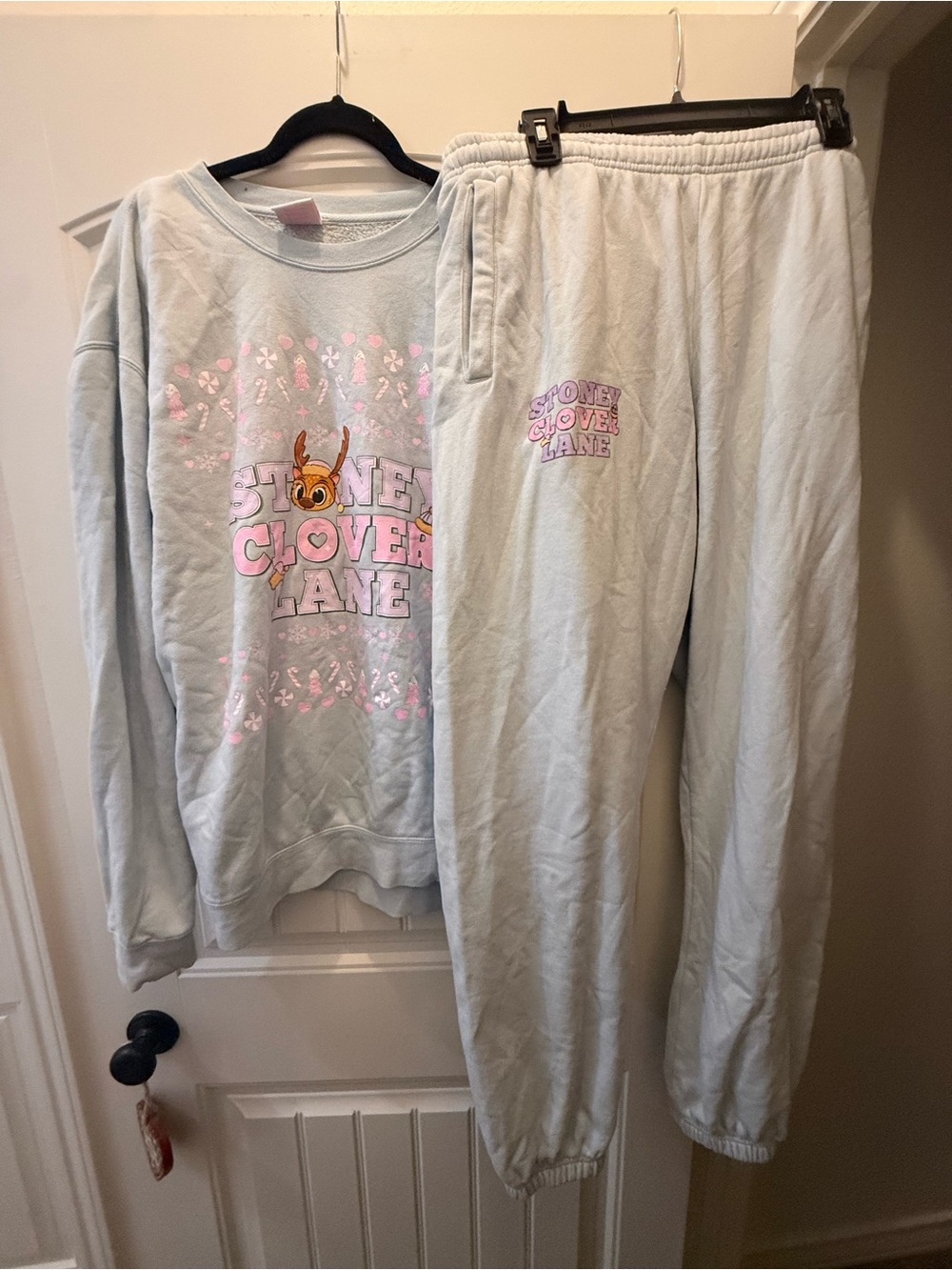 Stoney Clover Lane Light Blue Kids Graphic Sweatshirt & Jogger Pajama Set